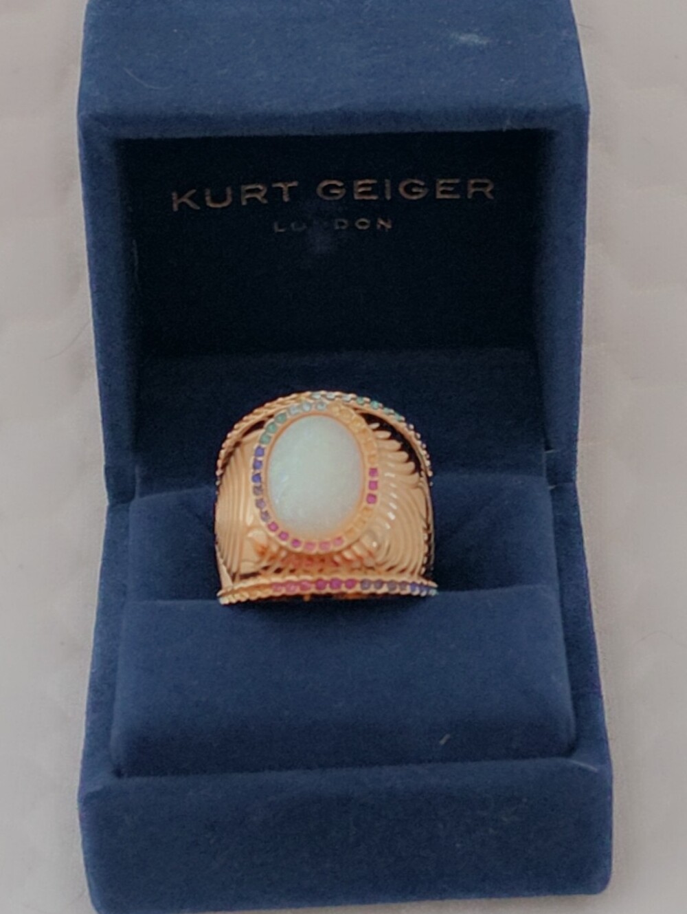 New Kurt Geiger Southbank Statement Gemstone Ring Sz 9
